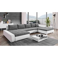 Furnix Ecksofa Elisabetta XXL-Sofa mit Schlaffunktion Couch Schlafsofa in 8 Farben, komfortabel, großzügige Ausmasse grau|weiß