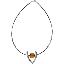Ostsee-Schmuck Collier Bernsteinkugel 16 mm Silber