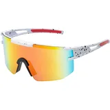 BEZLIT Unisex Sonnenbrillen Bikerbrille Sonnenbrille Damen Flieger verspiegelt Rot/Gelb/Blau-Weiß - Einheitsgröße