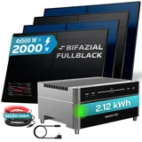 SUNNIVA® 2000W Balkonkraftwerk mit 2,12 kWh Speicher MARSTEK Venus A, BIFAZIAL FULLBLACK komplett Steckdose, PV Solaranlage Komplettset mit Solarspeicher, 4x 500W N-Type Glas Bifacial Module