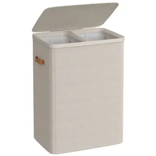 Songmics Wäschekorb, 170 L Wäschesammler 2 Fächer, Wäschesortierer
