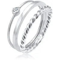Elli Ring Damen Set Solitär Basic Gedreht mit Kristall in 925 Sterling Silber