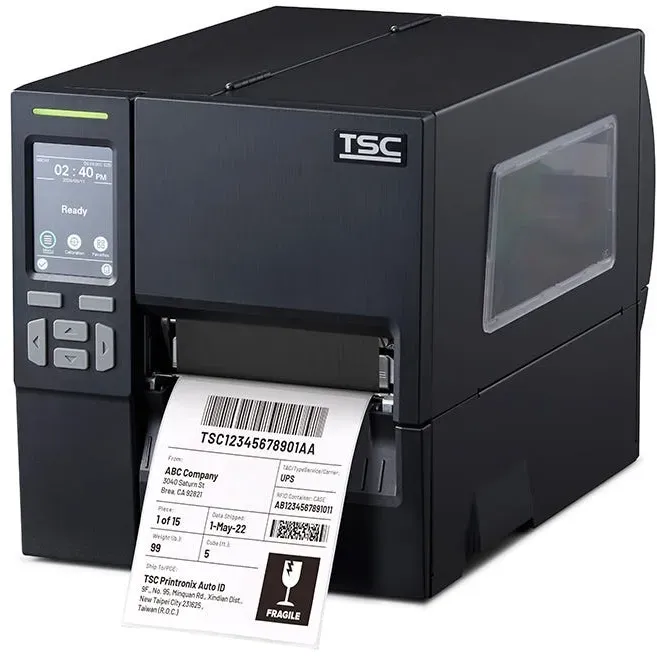 TSC MB241T – Industrie-Etikettendrucker Ethernet (LAN), USB, RS-232 (Seriell), USB Host / 203 dpi / mit verstellbarer Sensor, interner Trägermaterial-Aufwickler, Spendemodus, Touchscreen