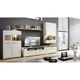 Innostyle Wohnwand Fun weiß matt Eiche Altholz Hirnholz - Weiß/Braun