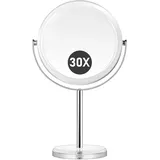 MOMOKUBA Vergrößerungsspiegel 30fach, Doppelseitiger 1fach & 30fach Kosmetikspiegel, Tischspiegel Kosmetikspiegel mit Vergrößerung mit 360°Rotation,Rasierspiegel für Schlafzimmer und Badezimmer