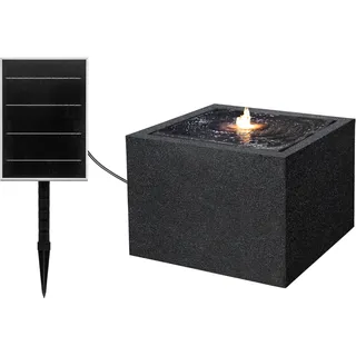 Dehner Solarbrunnen Biala, Solarbrunnen frostbeständig, Brunnen für Außen, mit LED Beleuchtung, ca. 32.5 x 44 x 44 cm, Polyethylen, schwarz