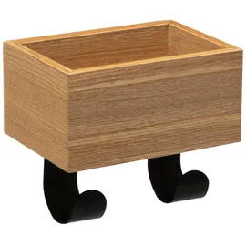 5 five simply smart Five Kleiderhaken aus Metall mit 2 Haken und leerer Tasche aus Holz