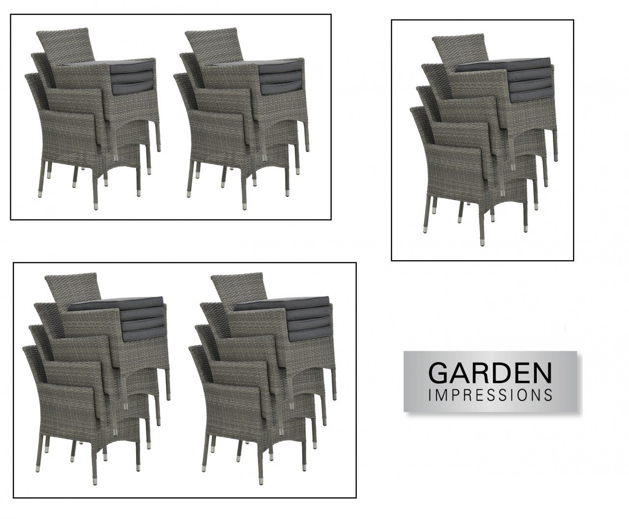 Garden Impressions NICOSIA Polyrattan-Stapelsessel Set Diningsessel grau