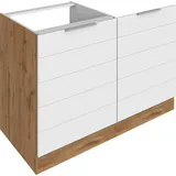 KOCHSTATION Spülenschrank »KS-Luhe«, 120 cm breit, hochwertige MDF-Fronten mit waagerechter Lisene, weiß