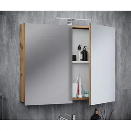 VCM Spiegelschrank Badinos 80cm Honig-Eiche