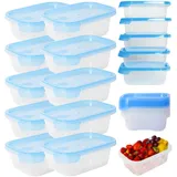 Mypicompany Frischhaltedosen mit Deckel – 10-teiliges Set je 500 ml pro Dose, BPA-frei, luftdicht, stapelbar, mikrowellen- & spülmaschinengeeignet, transparente Gefrierdosen mit blauem Deckel