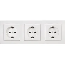 McPower Flair, mit 0,15m Kabel, 3x Schutzkontakt, in weiß matt, 3-fach Schutzkontaktsteckdosen, 15cm Lüsterklemme, 250V~ / 16A, Aufbau,