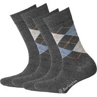 Burlington Herren Socken Everyday 4er Pack - Rautenmuster, Uni, Onesize, 40-46 Dunkelgrau