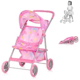 Chipolino Puppenwagen Alice Aufbewahrungskorb klappbar, Sonnendach verstellbar rosa