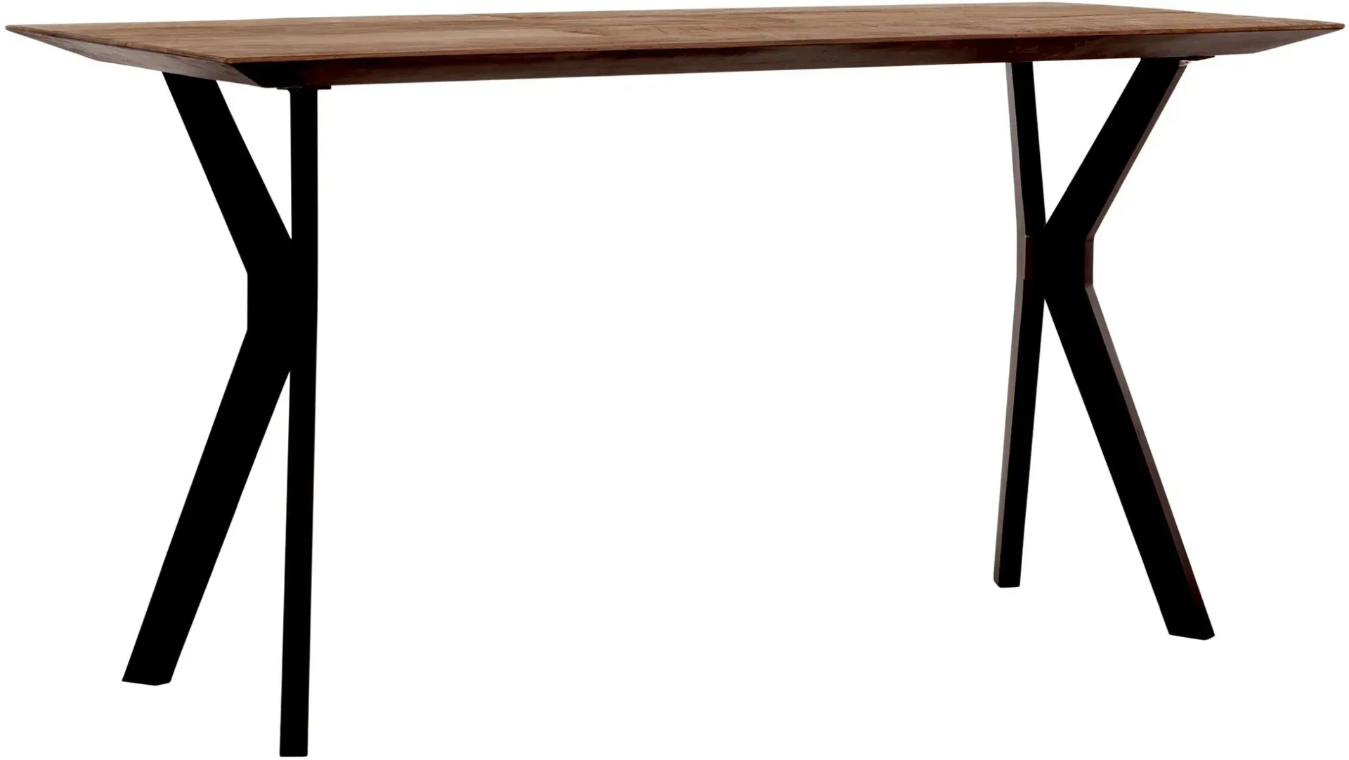 Schreibtisch Metropole aus Teakholz, modernes Industrial Design, natur, Metallgestell schwarz, 150x60 cm