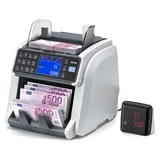 Vevor Geldzählmaschine Banknotenzähler mit UV/MG/IR/DD/DBL/HLF/CHN Falschgelderkennung LED-Display, Wertzähler Unterstützt Mehrere Währungen & Gemischte Banknoten, Geldzähler Max. 1500 Banknoten/Min.