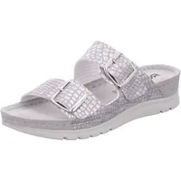 ROHDE Damen Pantoletten Schnalle Leder Clogs Cattolica 6152, Größe:42 EU, Farbe:Silber - 42
