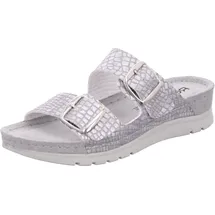 ROHDE Damen Pantoletten Schnalle Leder Clogs Cattolica 6152, Größe:42 EU, Farbe:Silber - 42