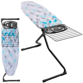 Kadax großes Bügelbrett 120x42cm - Stabiler Bügeltisch für Dampfbügelstation, klappbar, höhenverstellbar, mit hitzebeständiger Bügeleisenablage, ausziehbares Fach