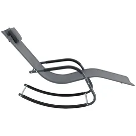 [en.casa] Liegestuhl, Caracena 2er Set 147x63x89cm Sonnenliege bis 120kg Schwingliege Schaukelnd Dunkelgrau