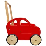 Erst-Holz Puppenwagen Rotes Auto Teddytransporter Lauflernwagen - 2 Jahre Gewährleistung - mind. 14 Tage Rückgaberecht