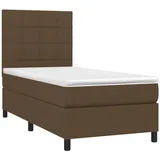 vidaXL Boxspringbett mit Matratze Dunkelbraun 100x200 cm Stoff