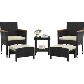 Yaheetech Rattan Set 5-tlg. Schwarz/Beige