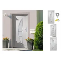 vidaXL Zimmertür Haustür Weiß 98x190 cm PVC Eingangstür Haus Nebeneingangstür Kunststof weiß