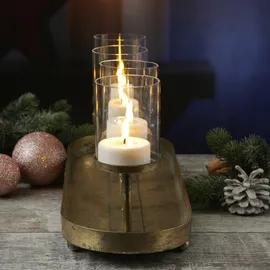 MARELIDA Kerzenständer Advent Kerzenhalter Kerzentablettt Adventskranz gold