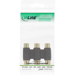 INLINE Audio/Video Adapter, 3x Cinch Bu / 3x Cinch Bu, vergoldet