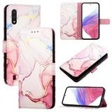 nancencen für Samsung Galaxy A01 Hülle, PU Leder Handyhülle Kapphülle mit Kartenfach Magnetisch Rundumschutz Mode Marmormuster Handytasche Case Handytasche Case, Roségold