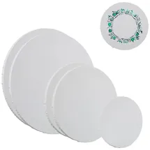 Relaxdays Leinwand, rund 6er Set, Weiß