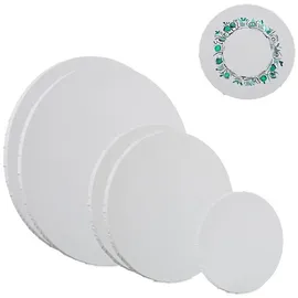 Relaxdays Leinwand, rund 6er Set, Weiß