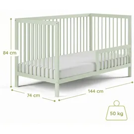 Kids Collective Babybett Kinderbett Gitterbett mit Rausfallschutz Baby Bett | stabiles Buchenholz | Juniorbett | Europe | Kinderzimmer Jugendzimmer... | Grün