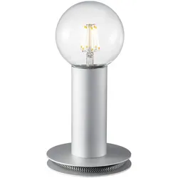 Tischleuchte, silbermatt, Industrial-Design, E27 Leuchtmittel