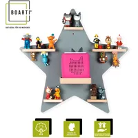 BOARTI Kinderregal Stern hängend für Toniebox und Tonie Figuren platzsparendes Regal H. 55 x B. 52 x T. 19 cm Wandregal für Musikbox und Figuren Aufbewahrung Magneteinsätzen Aufbewahrungsregal Holz