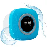 MEDION P66096 Duschradio mit Bluetooth (Badradio, UKW Radio, Saugnapf, LED-Display, IPX6 Wasserdicht, integrierter Akku) blau