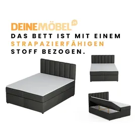 dein schlaf 24 Boxspringbett ROCK 200x200 Velour Anthrazit H3 - Schwarz