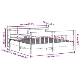 vidaXL Massivholzbett 180 x 200 cm Weiß