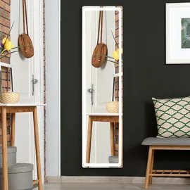 Homcom 2 in 1 Standspiegel, mit LED-Beleuchtung, freistehend, Ganzkörperspiegel, Schminkspiegel Silber Schwarz, 40 x 37 x 156,5 cm Aosom.de