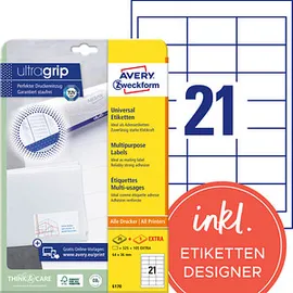 Avery Zweckform Universaletiketten 6170 Weiß 64,0 x 36,0 mm 30 Blatt