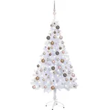vidaXL Künstlicher Weihnachtsbaum mit LEDs & Kugeln Weiß 120 cm