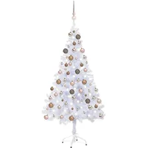 vidaXL Künstlicher Weihnachtsbaum mit LEDs & Kugeln Weiß 120 cm