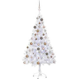 vidaXL Künstlicher Weihnachtsbaum mit LEDs & Kugeln Weiß 120 cm