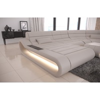 Sofa Dreams Wohnlandschaft Ledercouch Leder Sofa Concept U Form Ledersofa, Couch, mit LED, Designersofa mit ergonomischer Rückenlehne beige|gelb