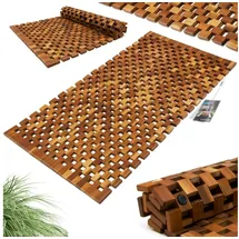 DEUBA DEUBA® Badvorleger Badematte Holz 80 x 50 cm FSC-zertifiziertes Akazienholz Rutschhemmende Gummistopper Holzteppich