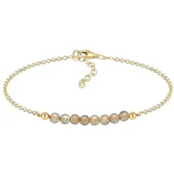 Elli Armband Labradorit Edelstein Kugeln 925 Silber vergoldet 16 Damen 