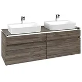 Villeroy & Boch Villeroy und Boch Legato Waschtischunterschrank B768L0RK 160x55x50cm, für 2 Waschtische, mit LED-Beleuchtung, Stone Oak