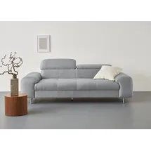 Cotta 3-Sitzer Chef, Big-Sofa mit Kopfteilverstellung, edle Metallkufen grau 227 cm x 92 cm x 105 cm
