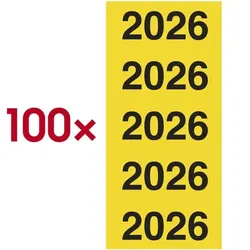 OTTO Office 100er-Pack Selbstklebende Inhaltsschilder »Jahreszahlen 2026« gelb, 8 cm